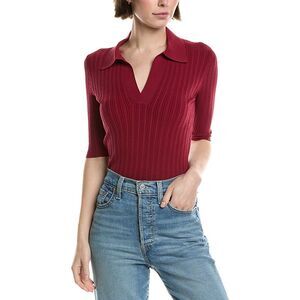 7 For All Mankind Womens Elbow Sleeves Henley, Red
